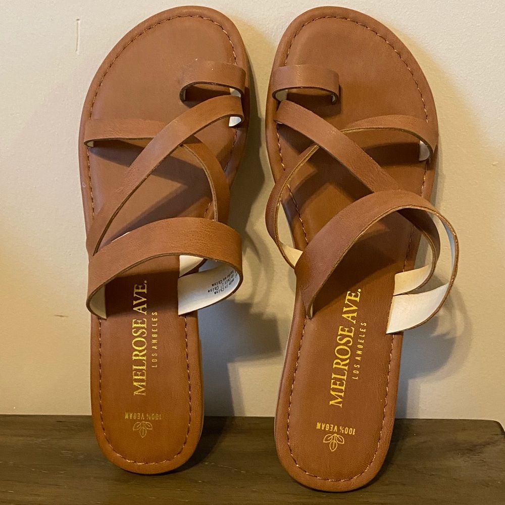 Melrose Ave Strappy Vegan Leather Flat Sandal